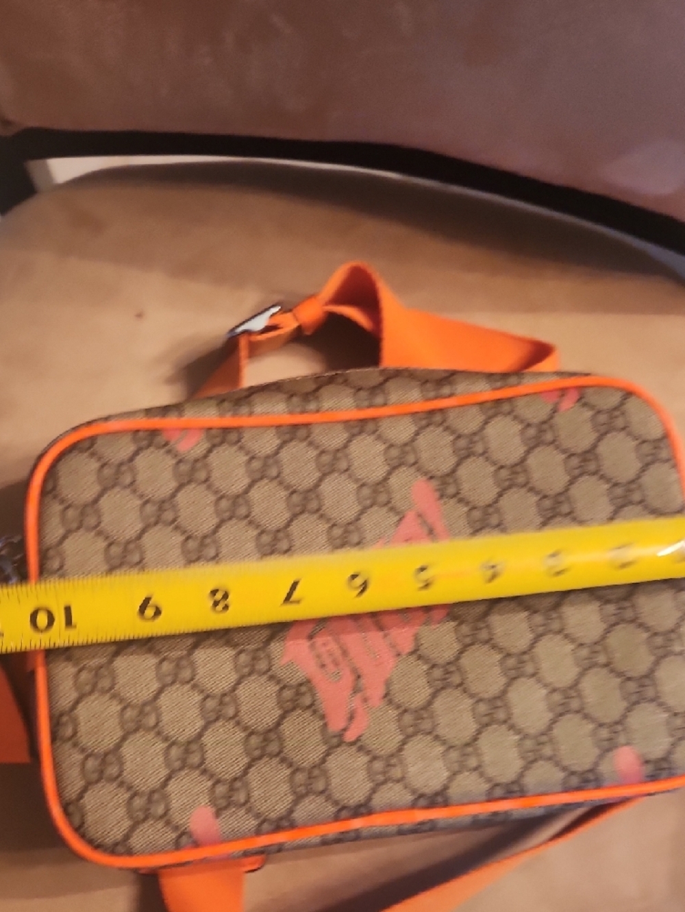 Inspired By Desiner Brown Supreme Crossbody with Orange Accents - Picture 12 of 16
